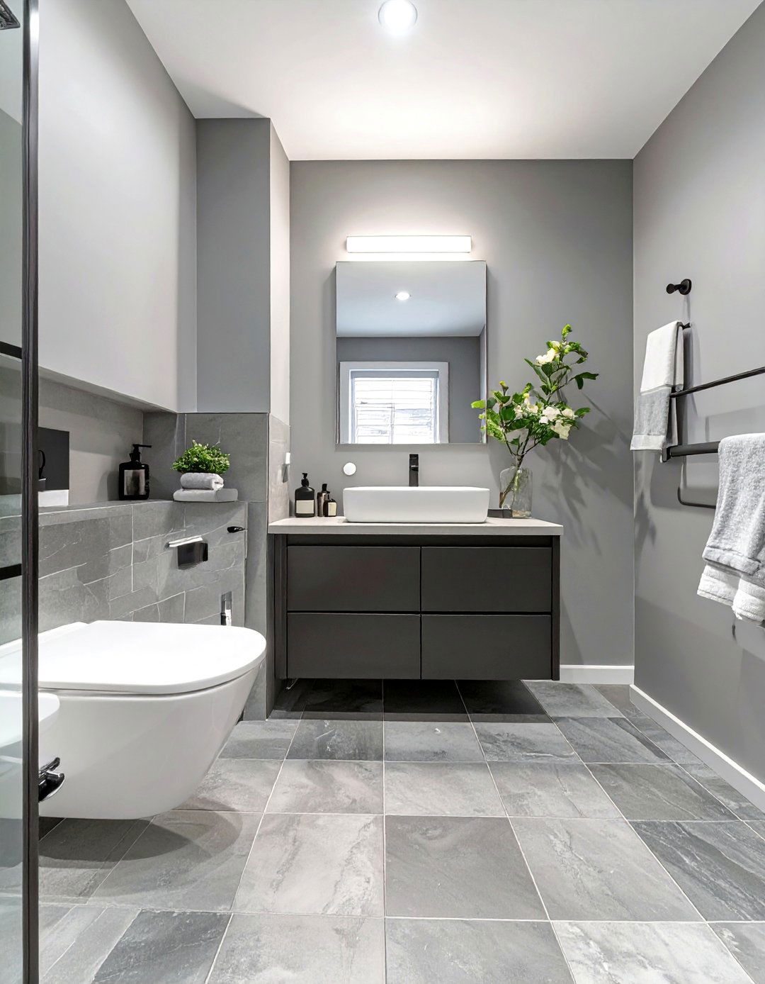 Monochromatic Gray Apartment Bathroom - 30 apartment bathroom ideas
