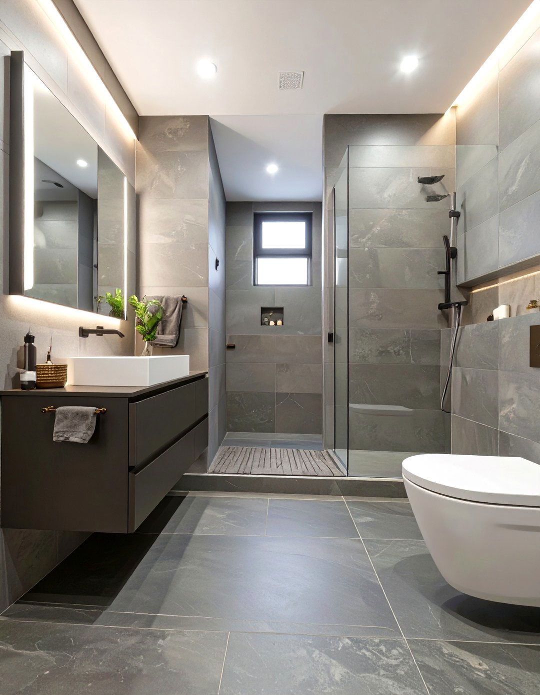 Monochromatic Gray Bathroom - 30 bathroom upgrade ideas