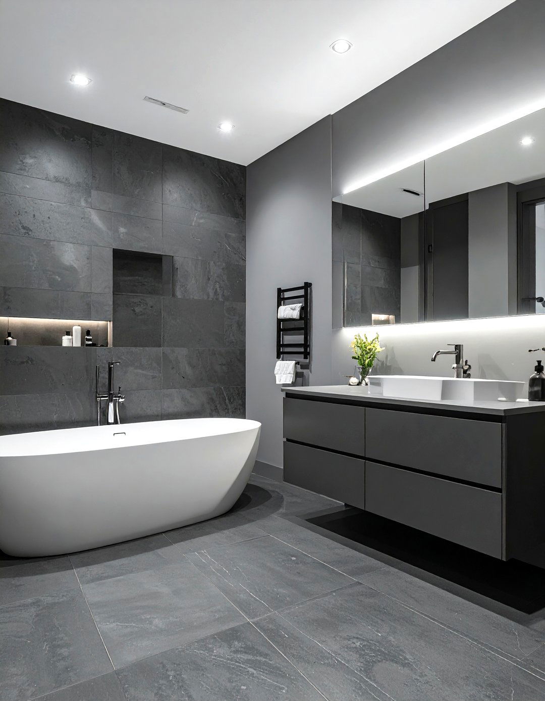 Monochromatic Gray Bathroom - 30 neutral bathroom ideas