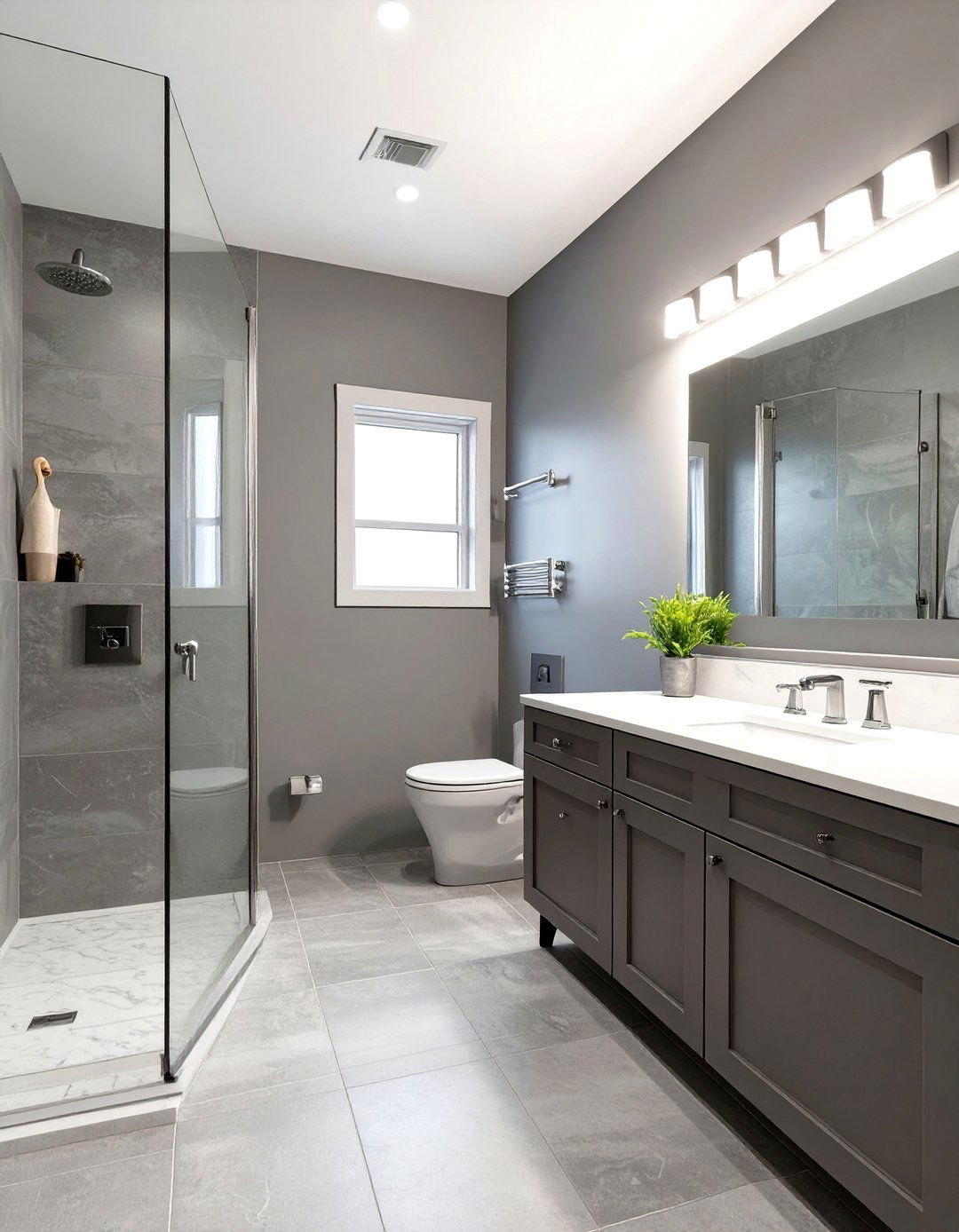 Monochromatic Gray Half Bathroom - 30 half bathroom remodel ideas