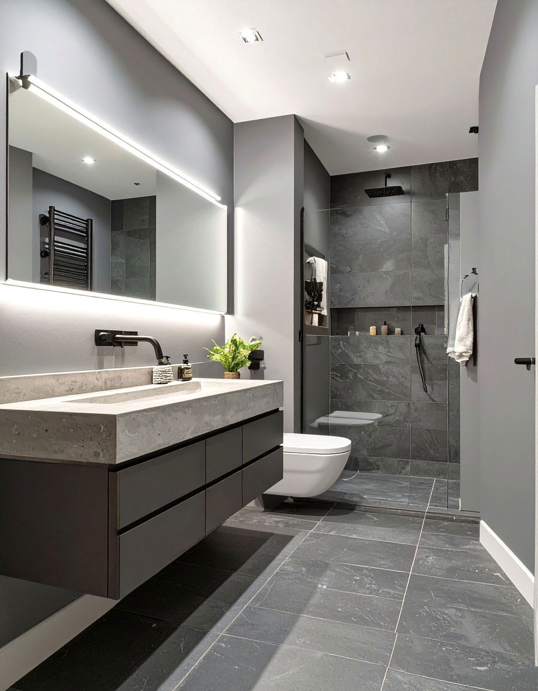 Monochromatic Gray Half Bathroom - 30 half bathroom decor ideas