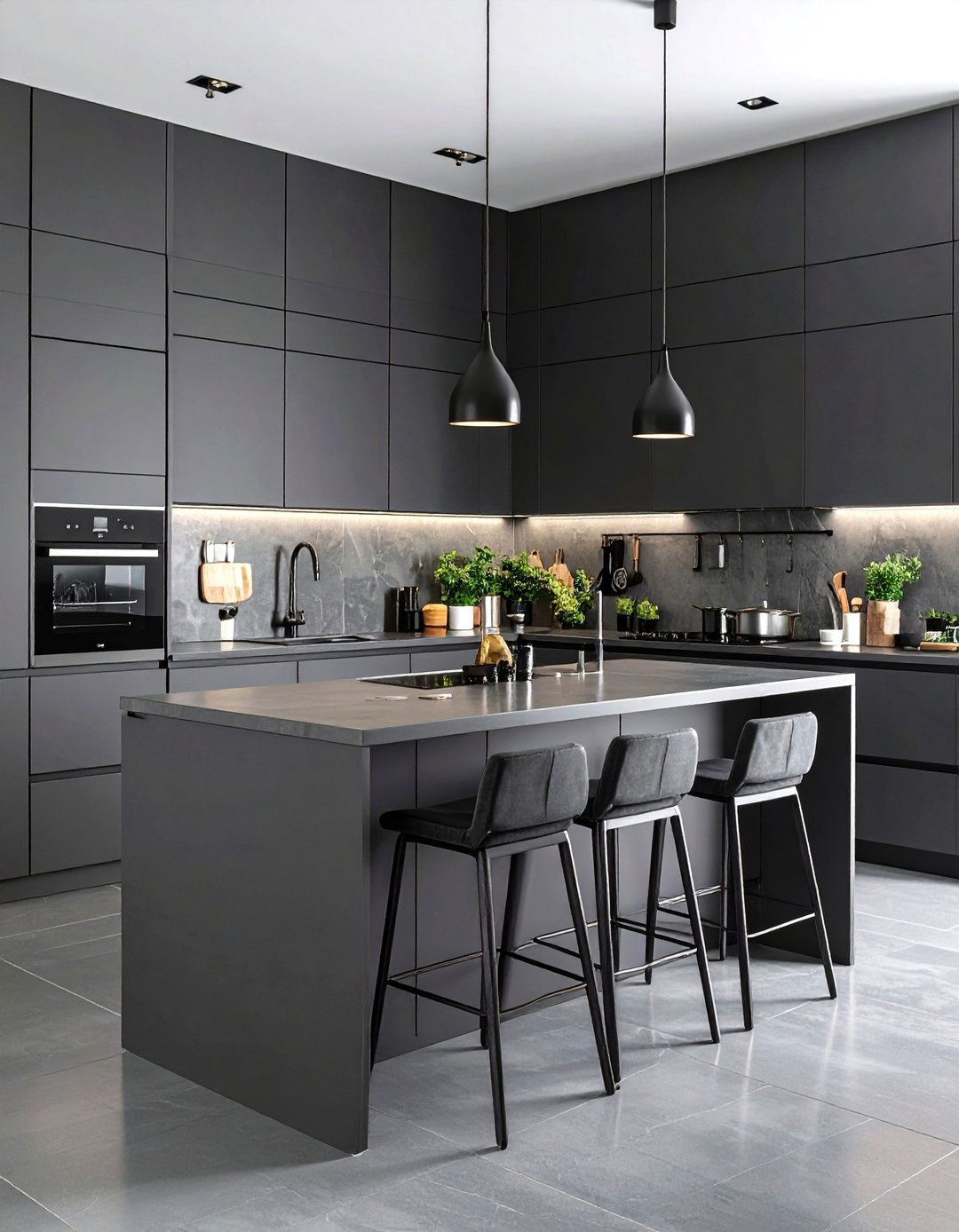 Monochromatic Gray Kitchen - 30 kitchen paint ideas
