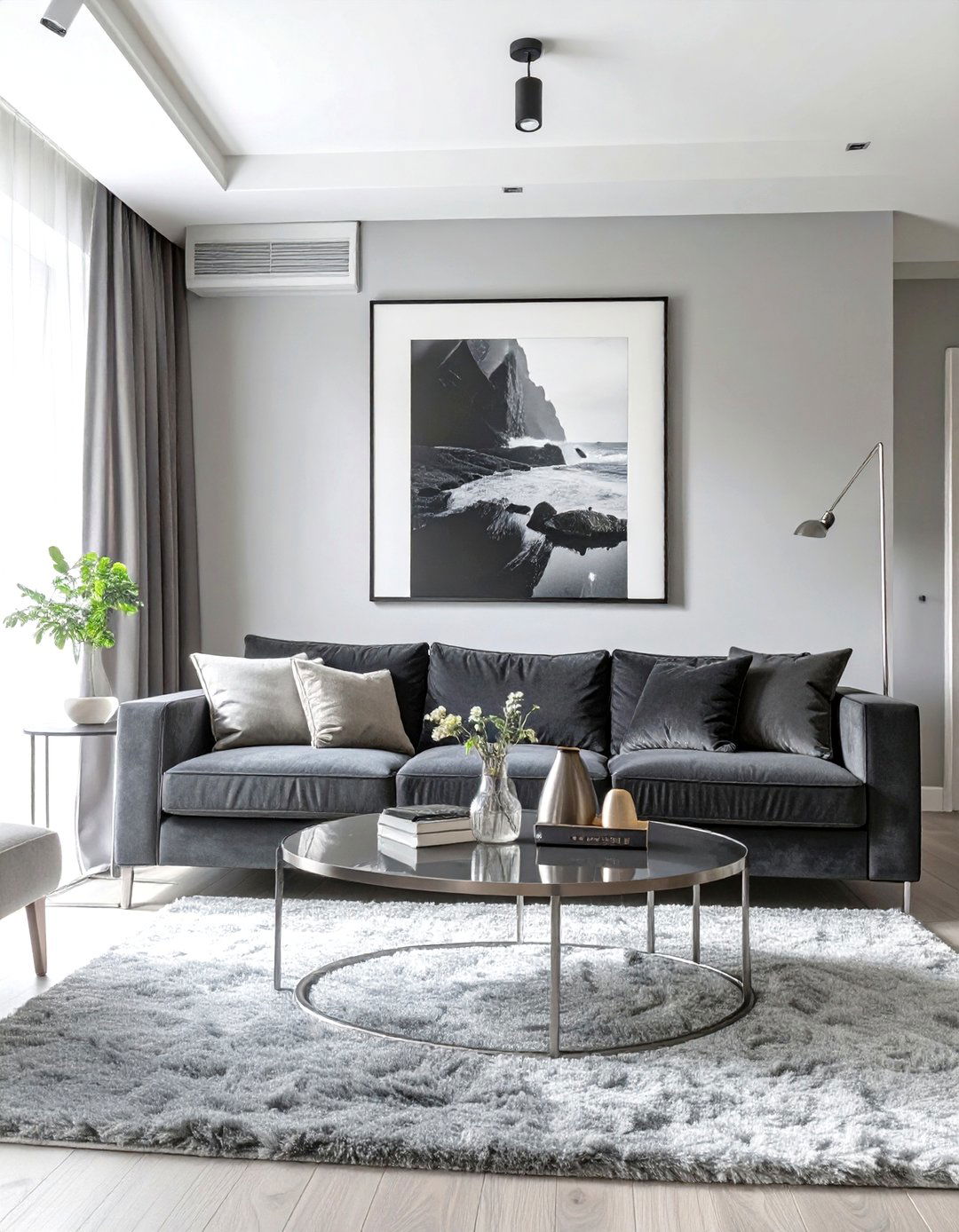 Monochromatic Gray Living Room - 30 contemporary living room ideas
