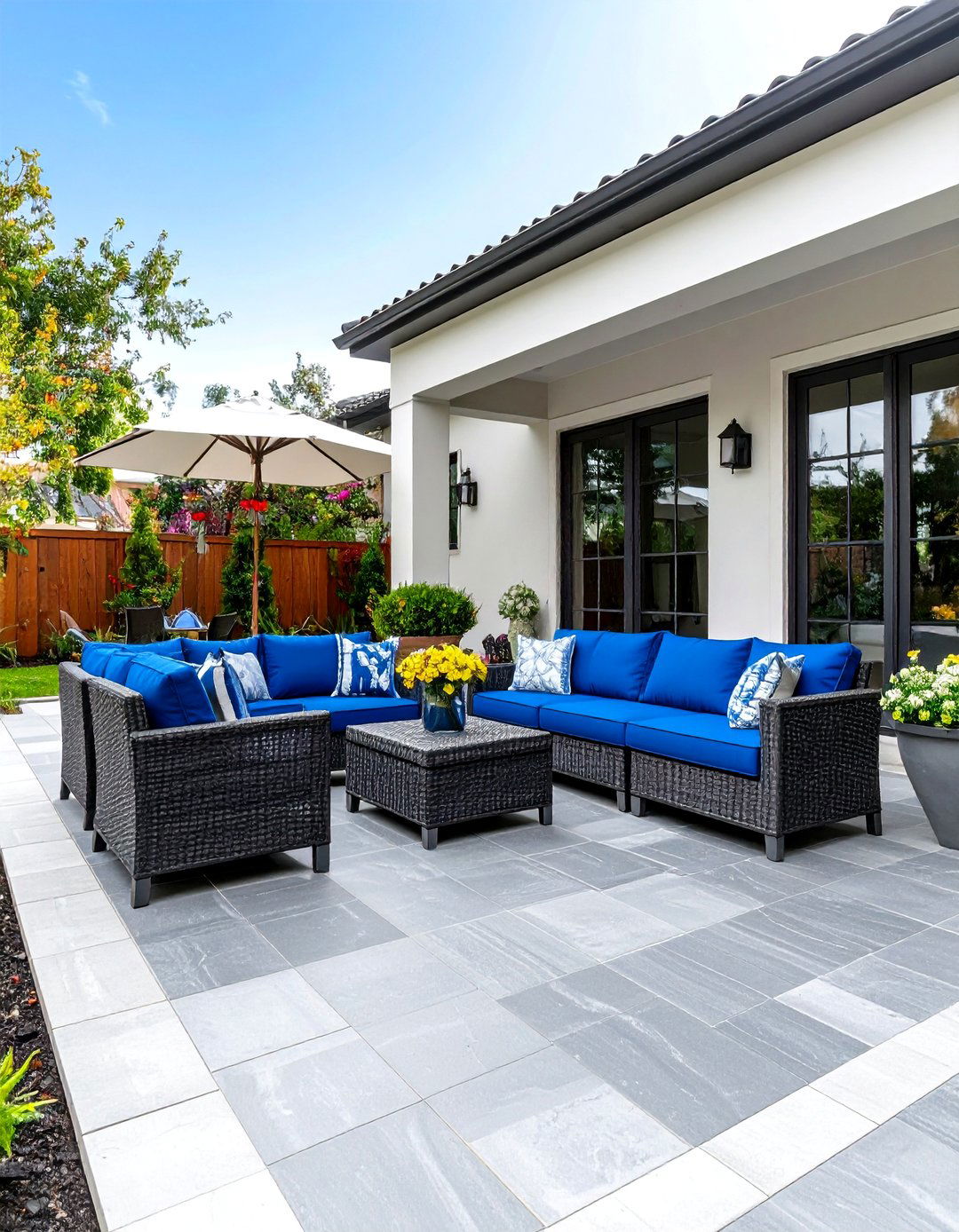 Monochromatic Gray Patio Tile Scheme - 30 patio tile ideas