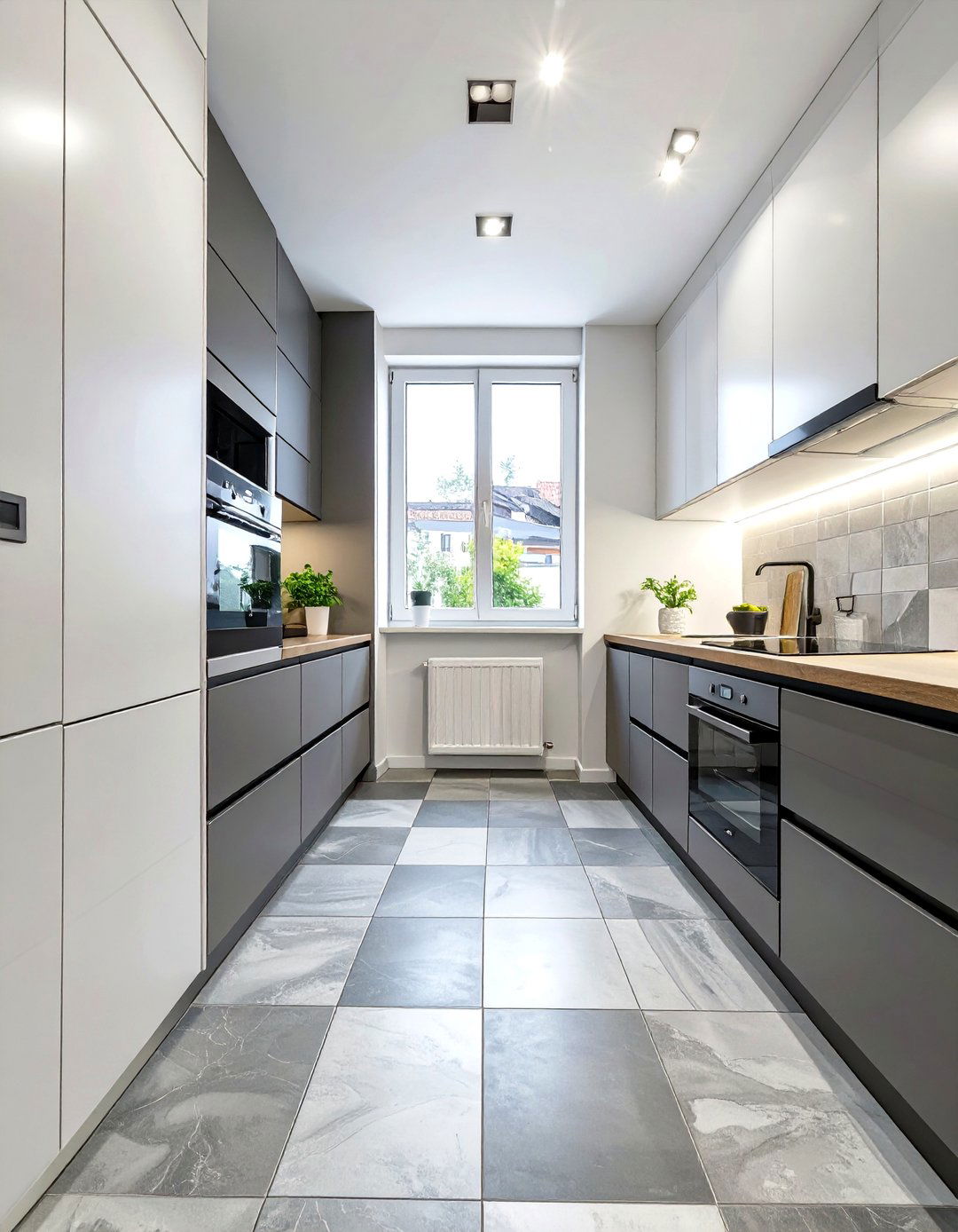 Monochromatic Gray Scale Kitchen Floor Tile - 30 small kitchen floor tile ideas