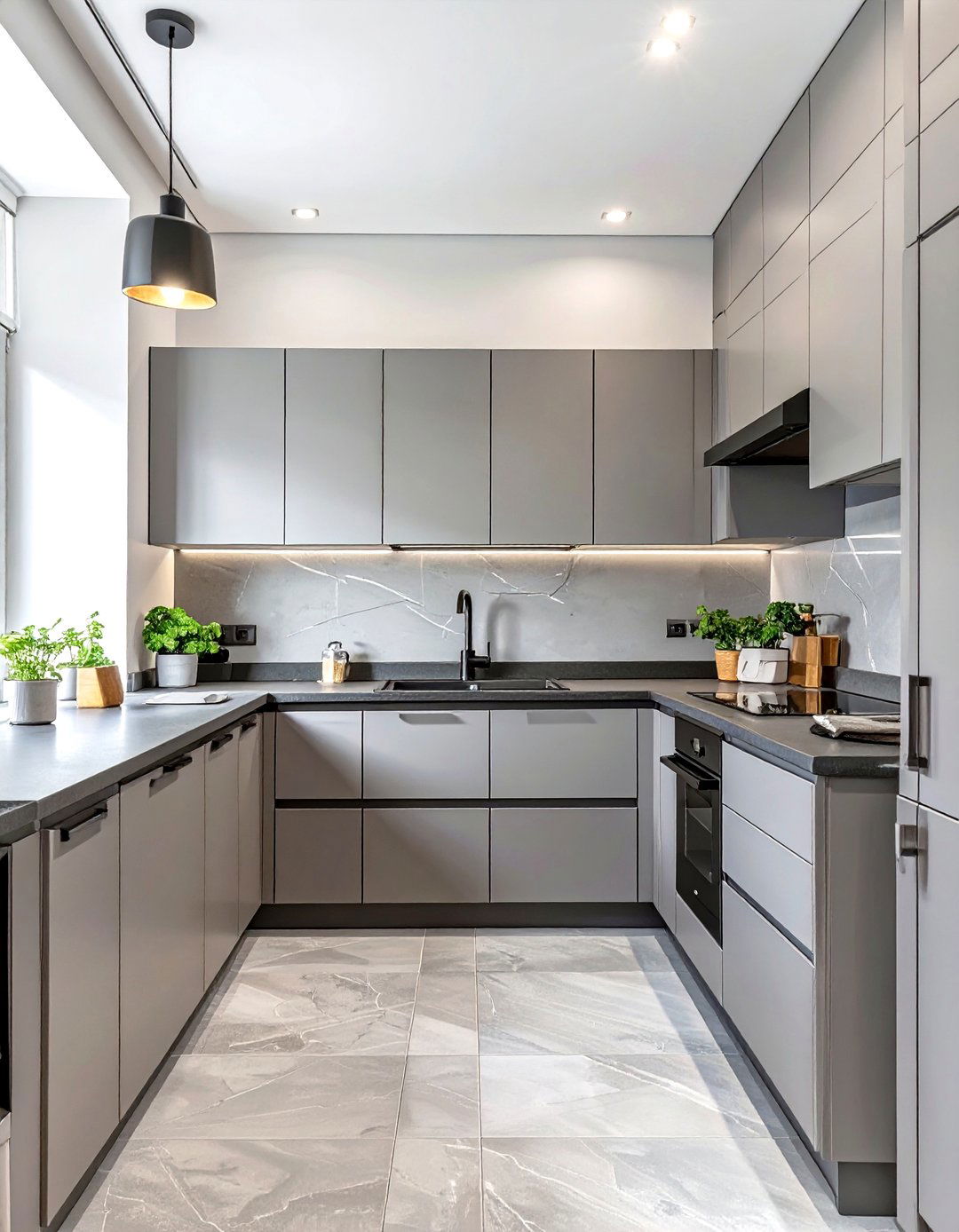 Monochromatic Gray Small Kitchen - 30 small kitchen color ideas