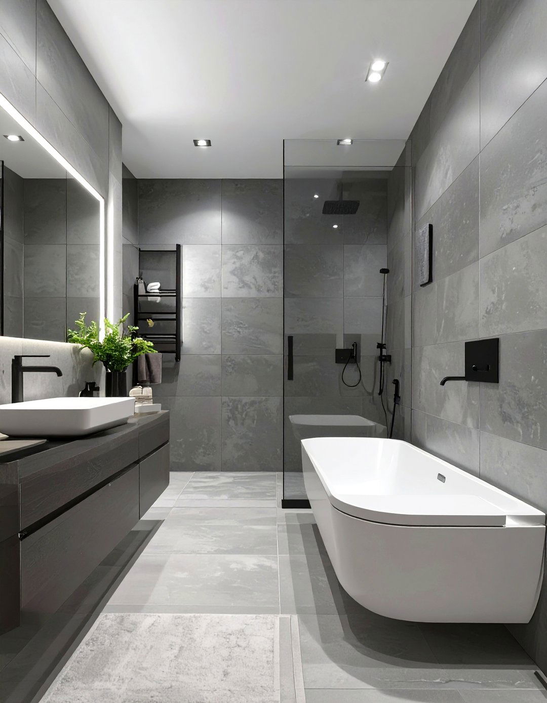 Monochromatic Gray Tones Bathroom - 30 bathroom colors ideas