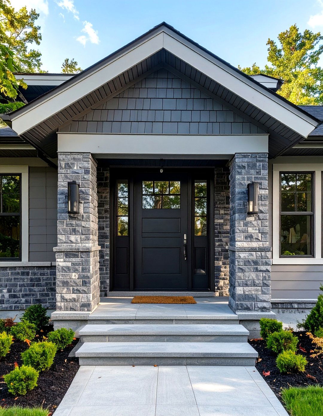 Monochromatic Gray on Gray Scheme - 30 house exterior brick paint color ideas