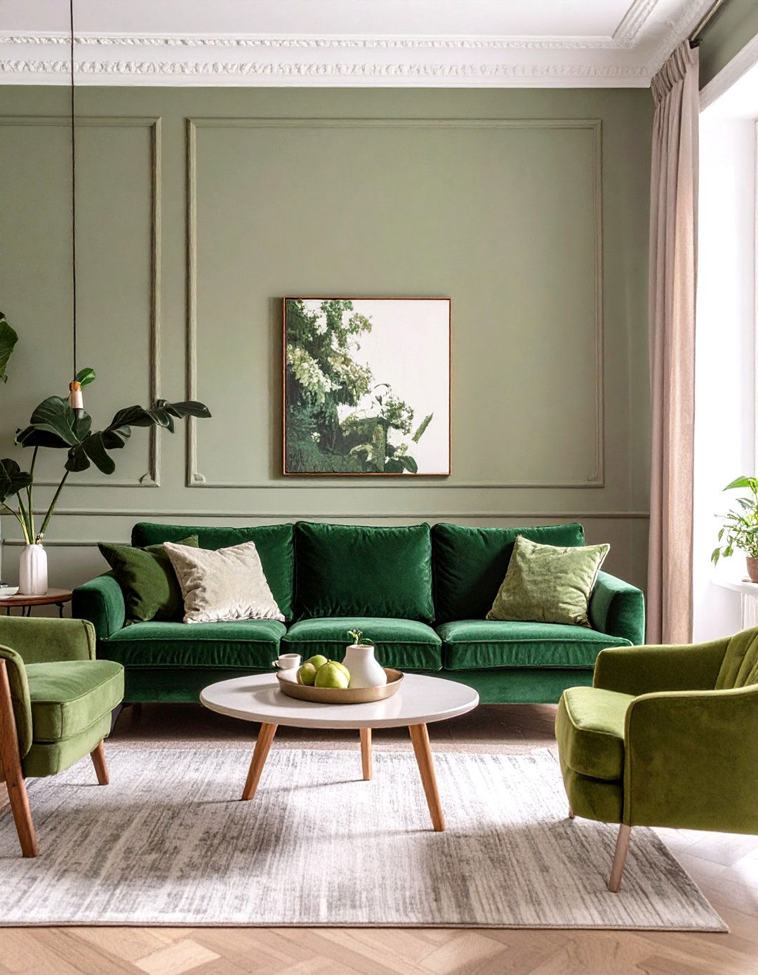 Monochromatic Green Living Room - 30 green living room ideas