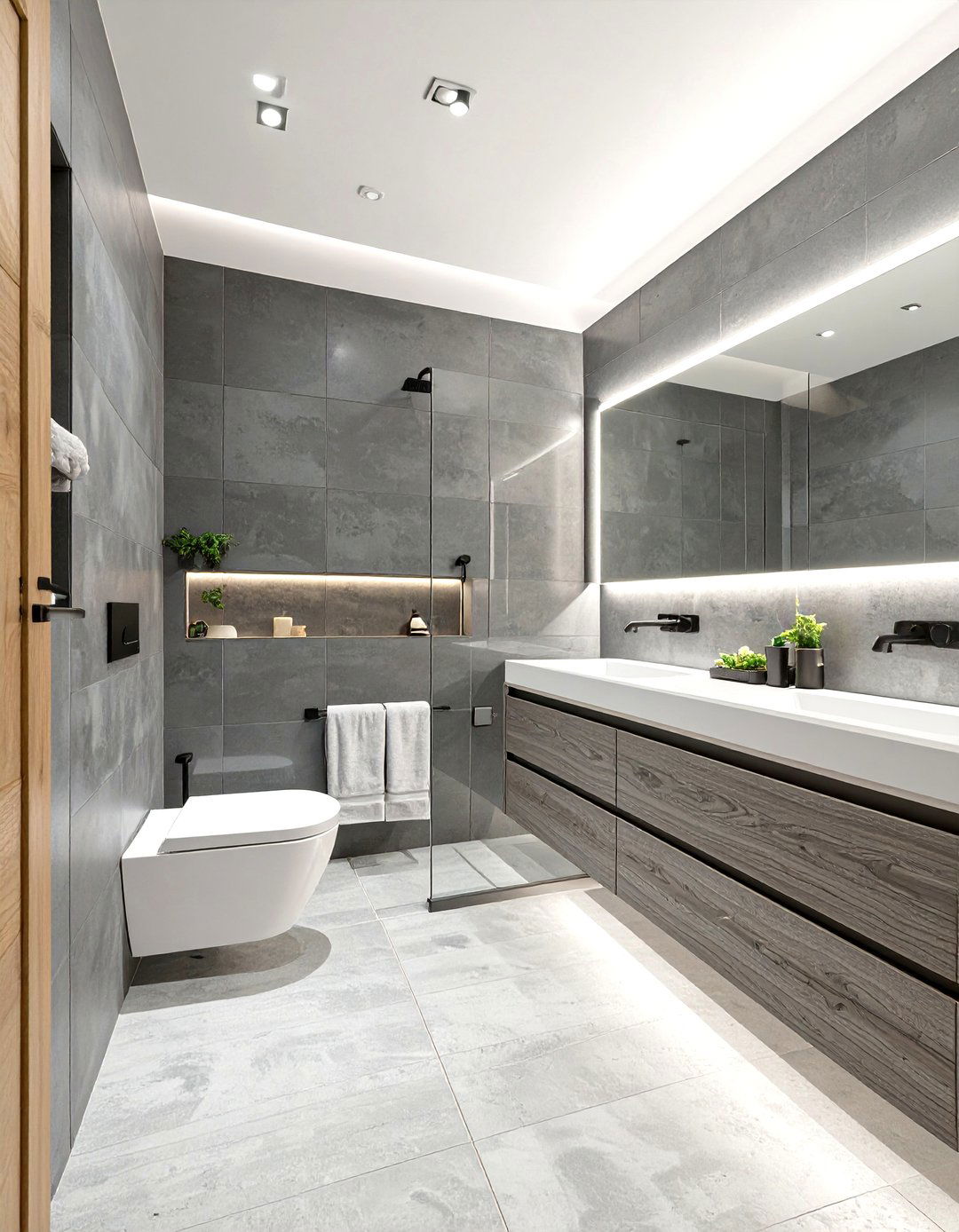 Monochromatic Grey Bathroom - 30 grey modern small bathroom designs