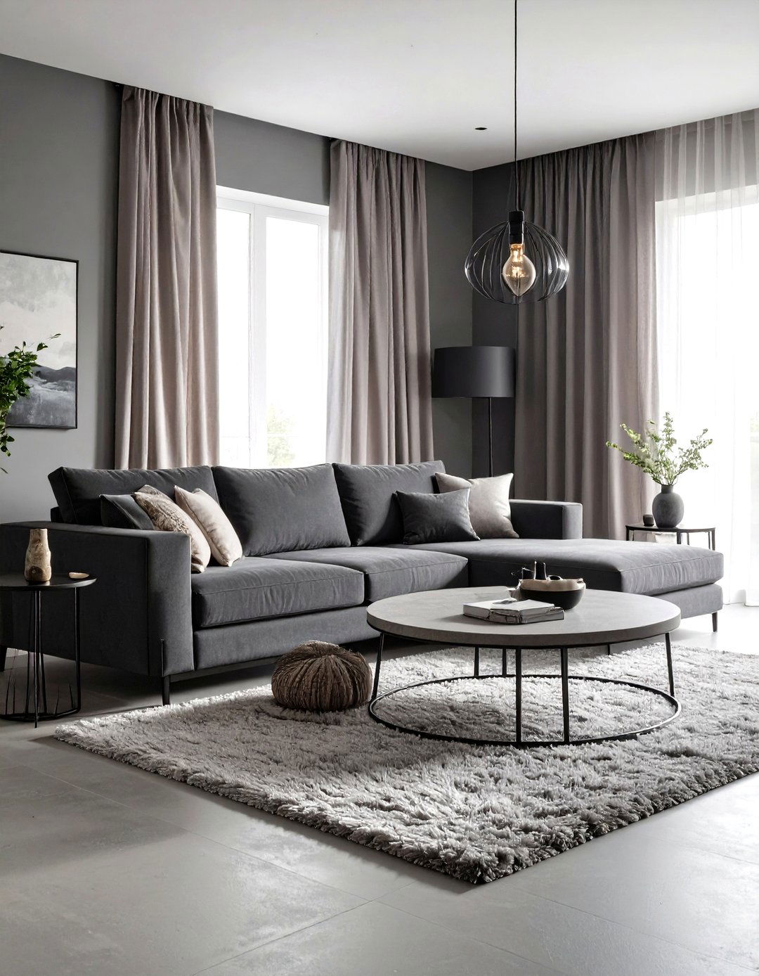 Monochromatic Grey Living Room - 30 grey living room decor ideas
