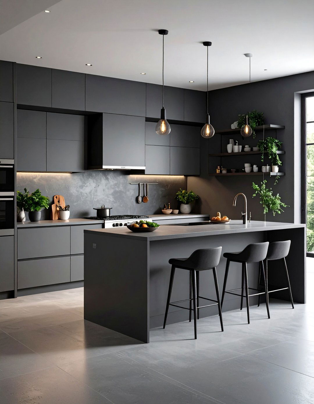 Monochromatic Kitchen with Textured Paint - 30 kitchen wall decor ideas