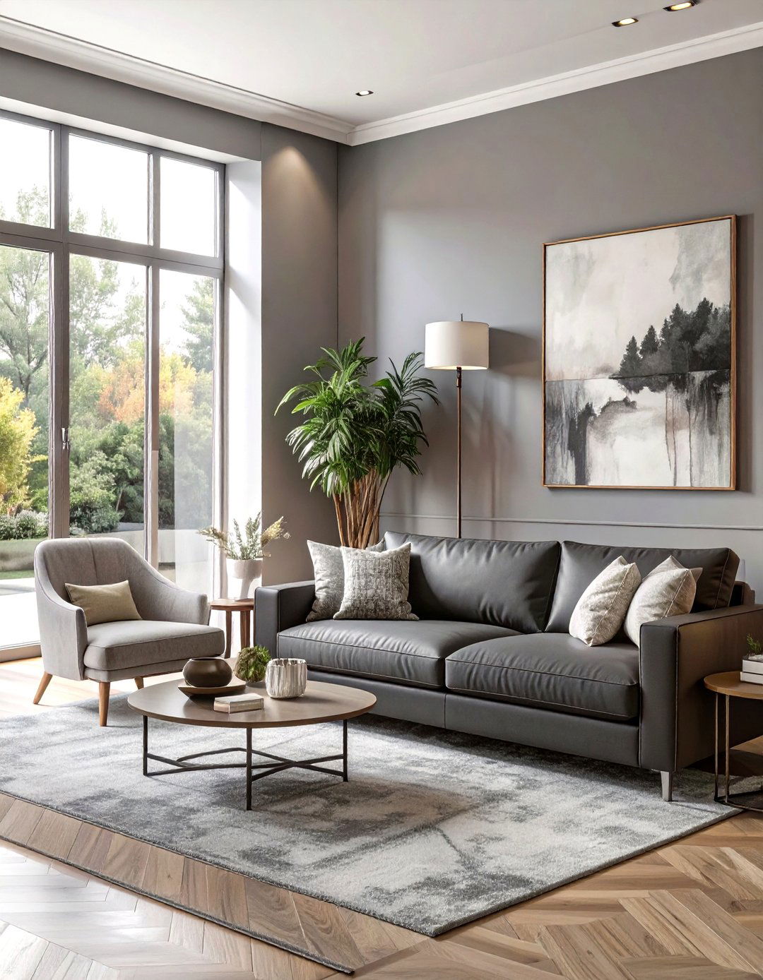 Monochromatic Layered Gray Living Room - 30 gray living room ideas