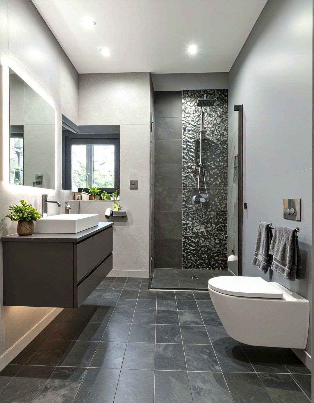 Monochromatic Layers of Gray Bathroom - 30 gray bathroom ideas