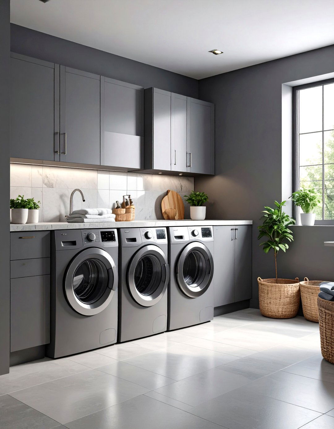 Monochromatic Magic Laundry Room - 30 laundry decor ideas