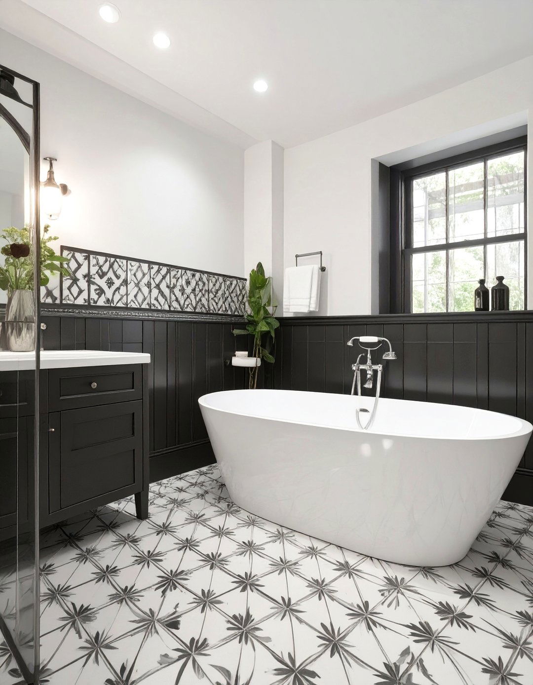 Monochromatic Magic with Patterned Bathroom Tiles - 30 bathroom wall tile ideas