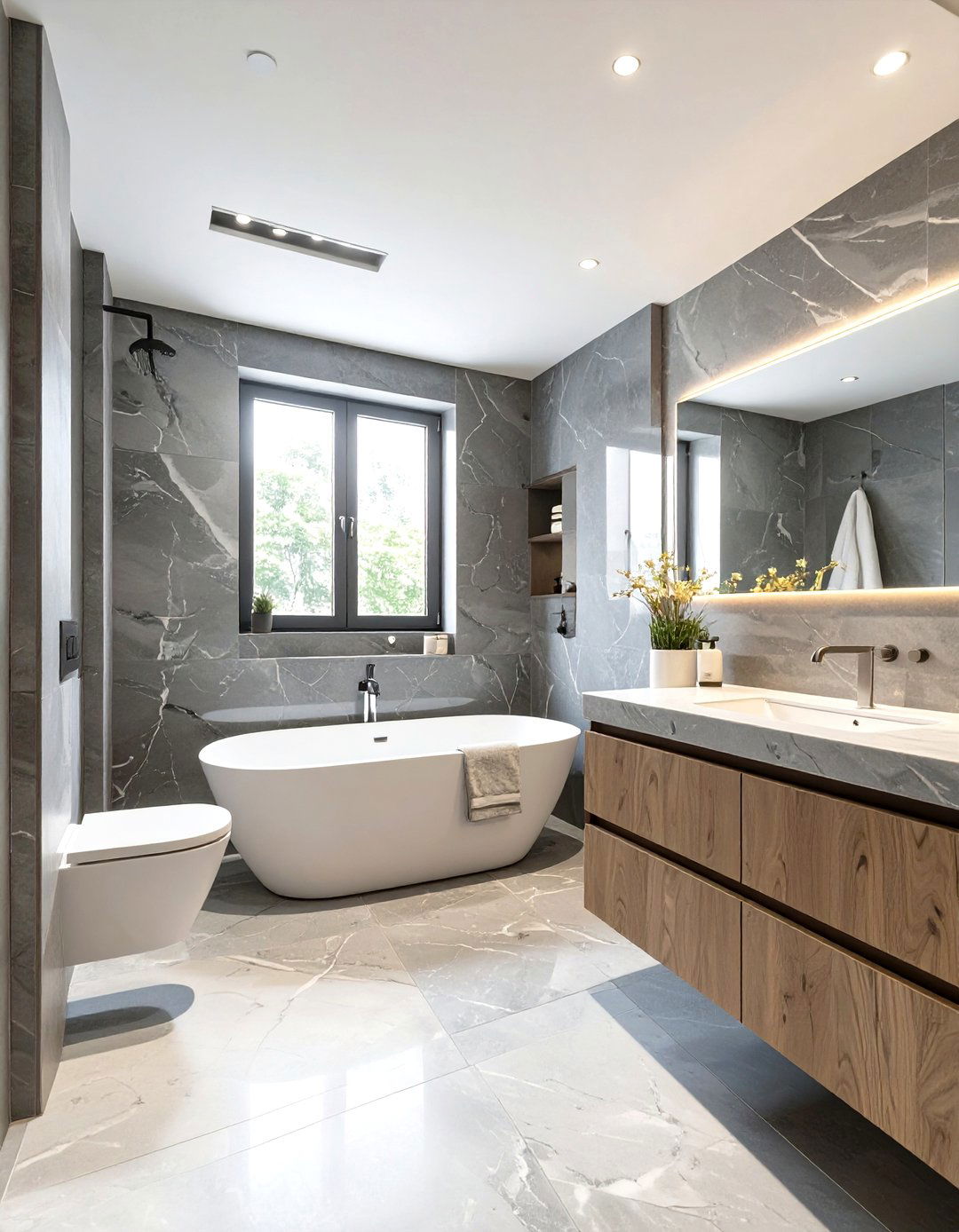Monochromatic Marble Bathroom Scheme - 30 marble bathroom ideas