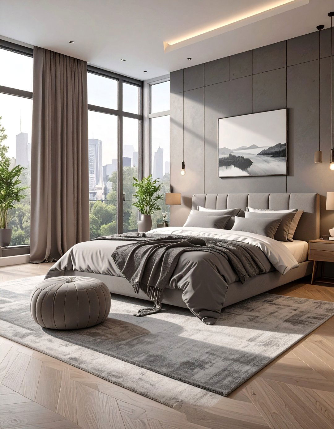 Monochromatic Modern Bedroom - 30 apartment bedroom ideas