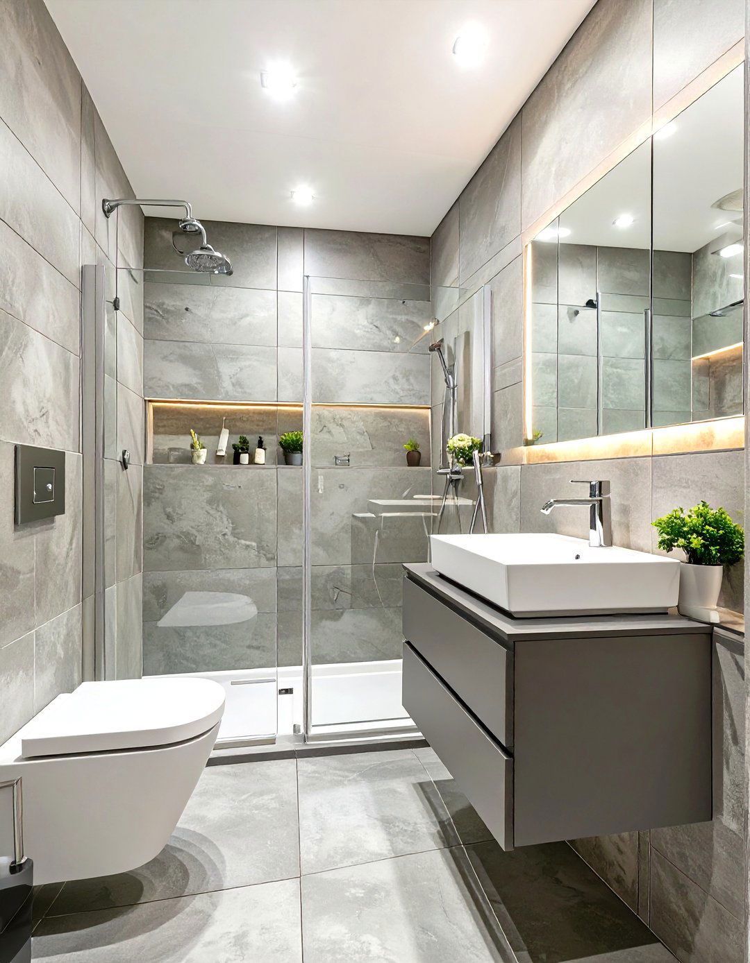Monochromatic Modern for a Small Bathroom - 30 interior design styles for small spaces ideas