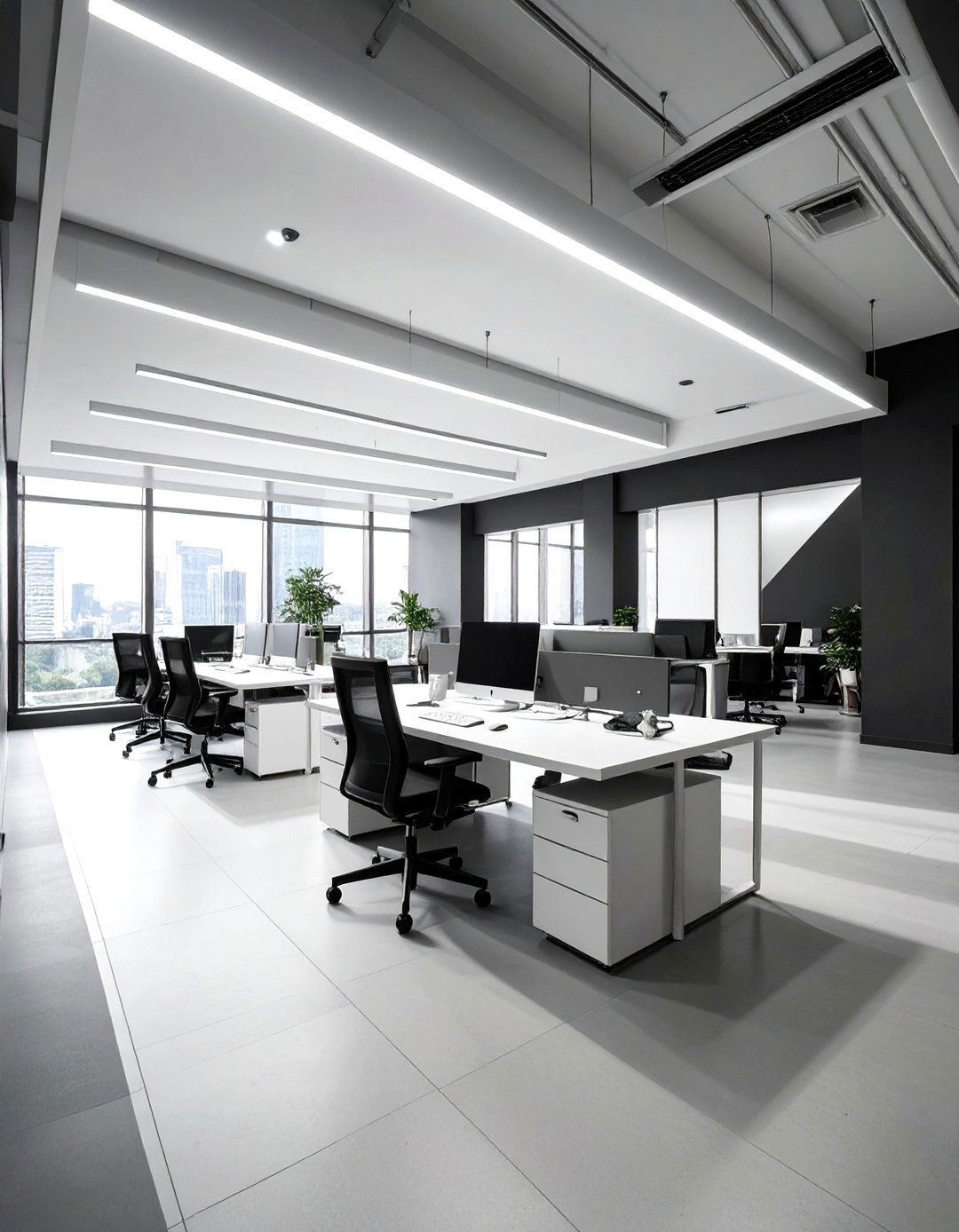 Monochromatic Modernism Office - 30 office decoration ideas for work