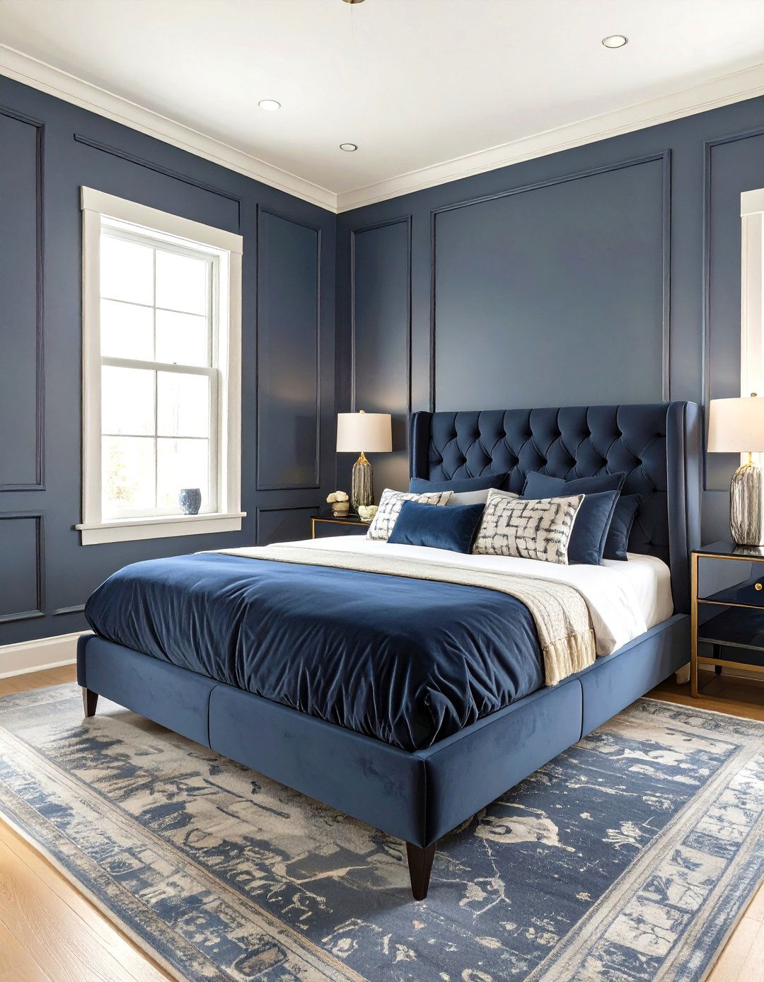 Monochromatic Navy Blue Bedroom - 30 modern navy blue bedroom ideas