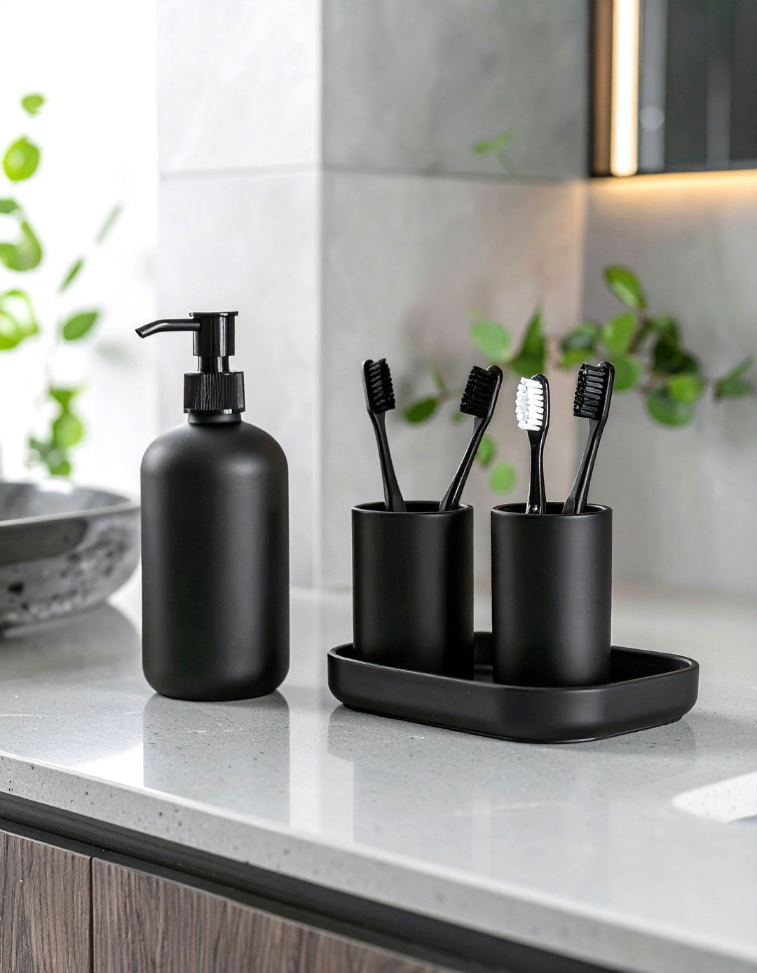 Monochromatic Organizer Set - 30 bathroom counter organization ideas