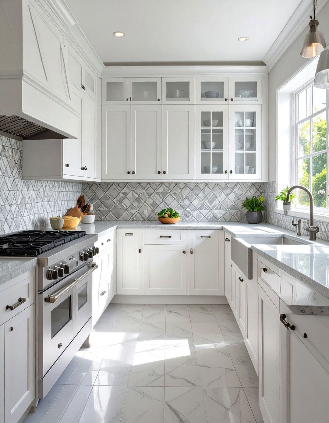 Monochromatic Patterned Kitchen Backsplash - 30 backsplash ideas for white kitchen