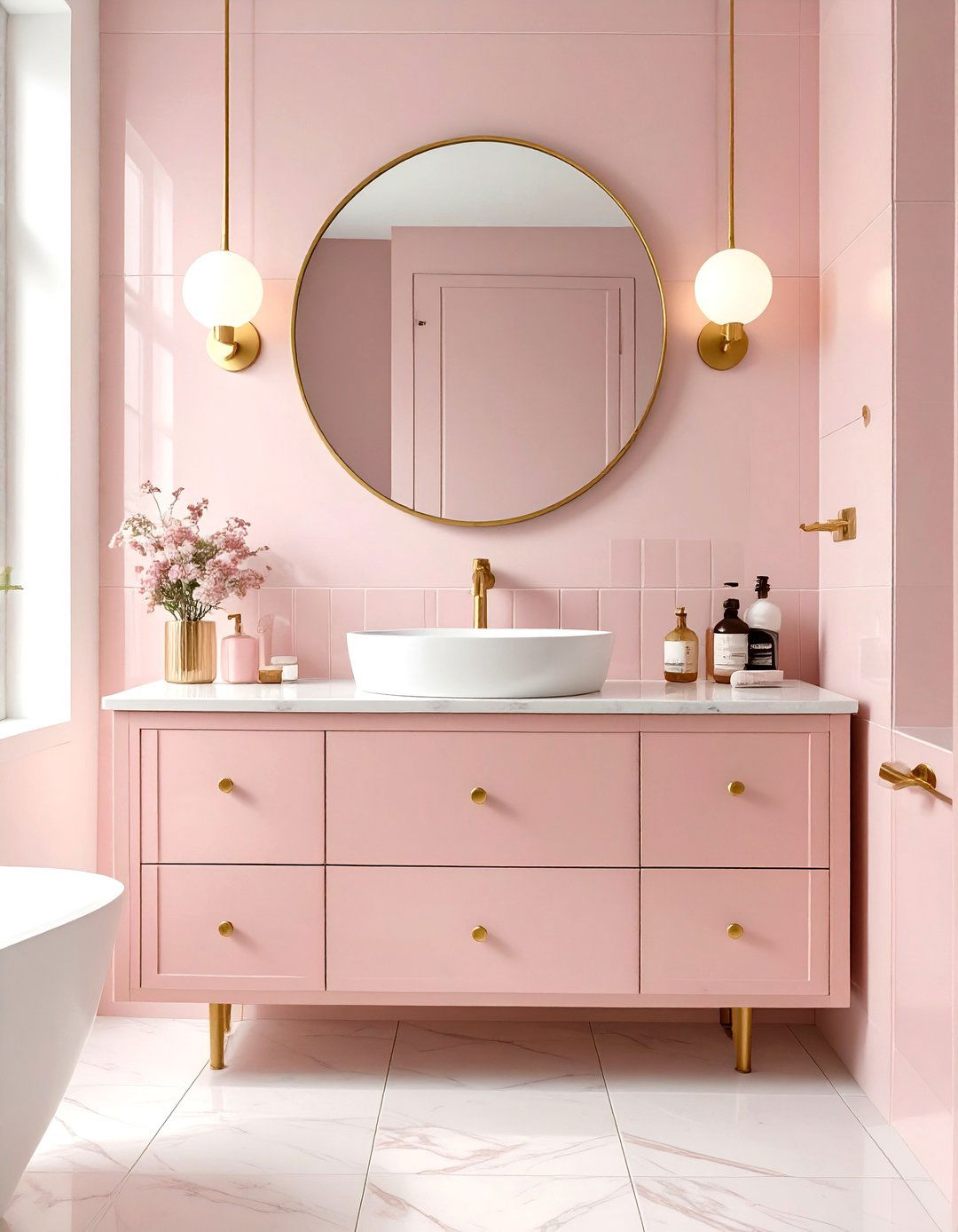Monochromatic Pink Bathroom - 30 girls bathroom ideas