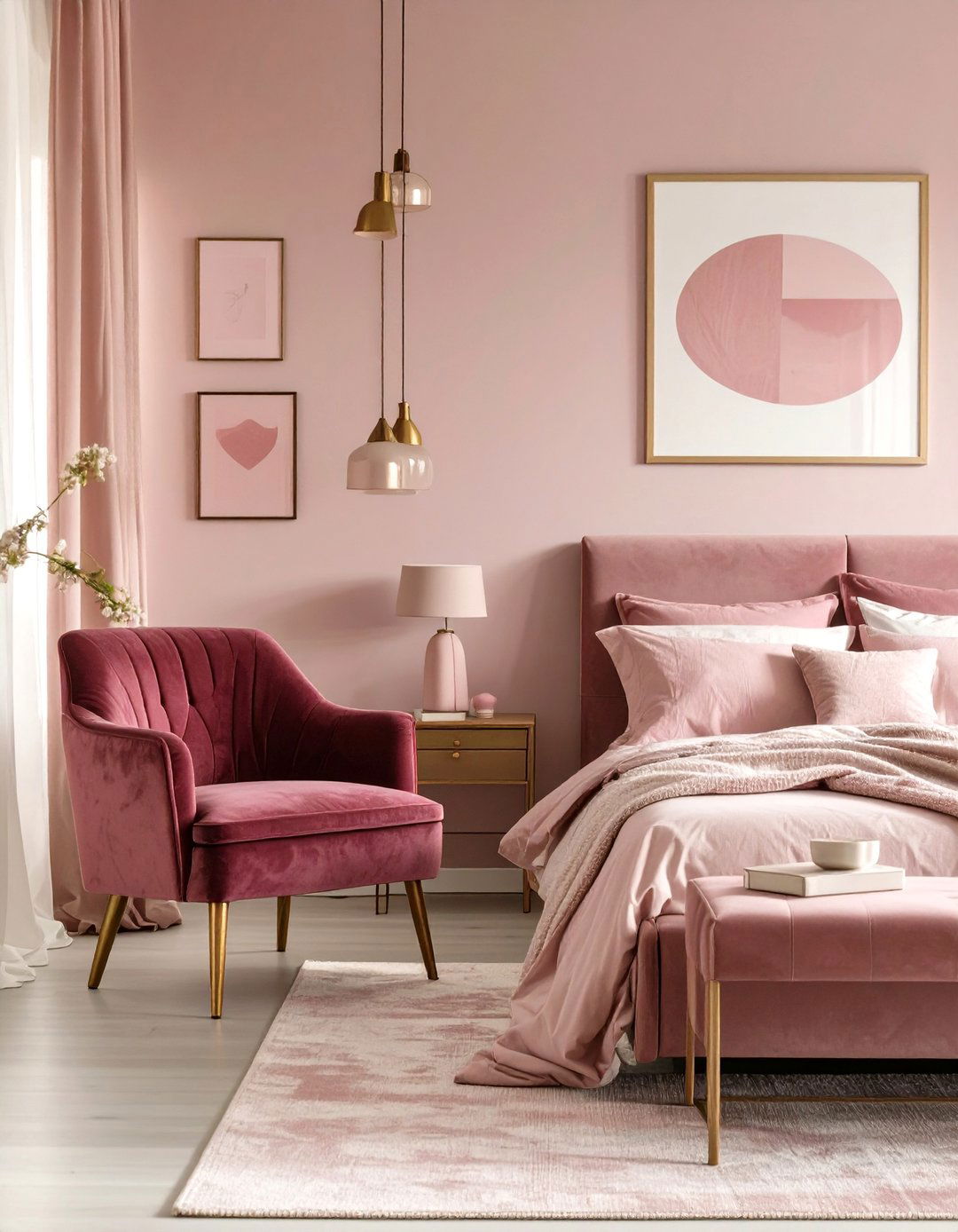 Monochromatic Pink Bedroom - 30 cute pink girl bedroom design ideas