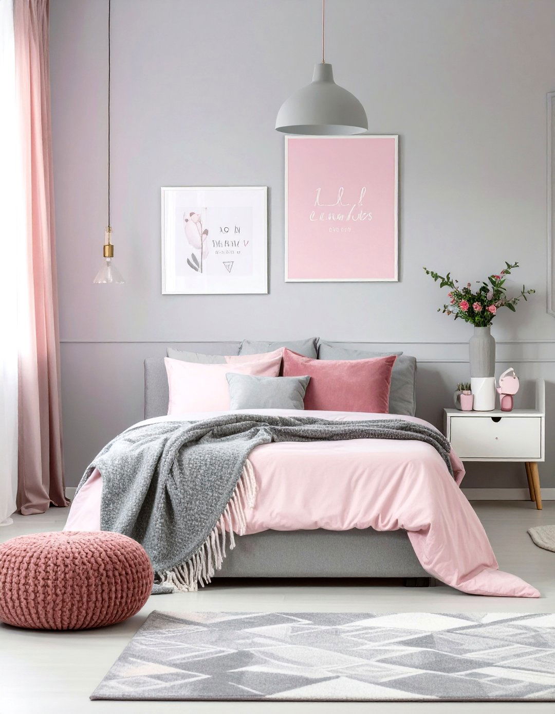 Monochromatic Pink and Gray Bedroom - 30 teenage girls bedroom ideas