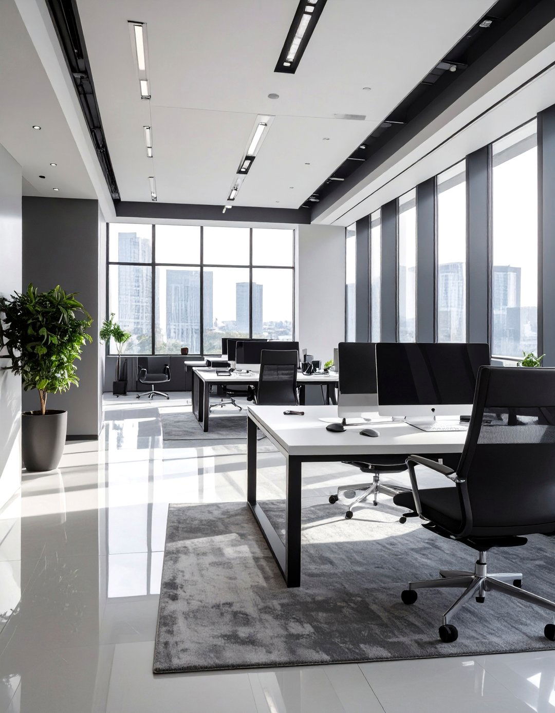 Monochromatic Power Office - 30 commercial office interior design ideas