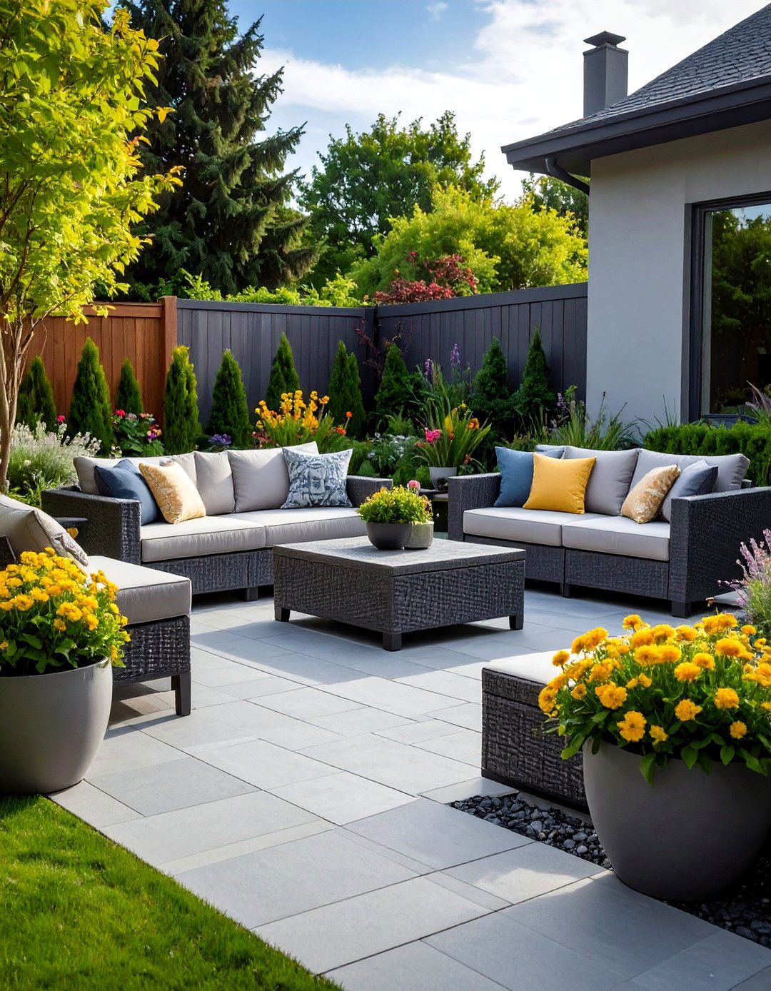Monochromatic Rectangular Patio Design - 30 patio layout ideas rectangle