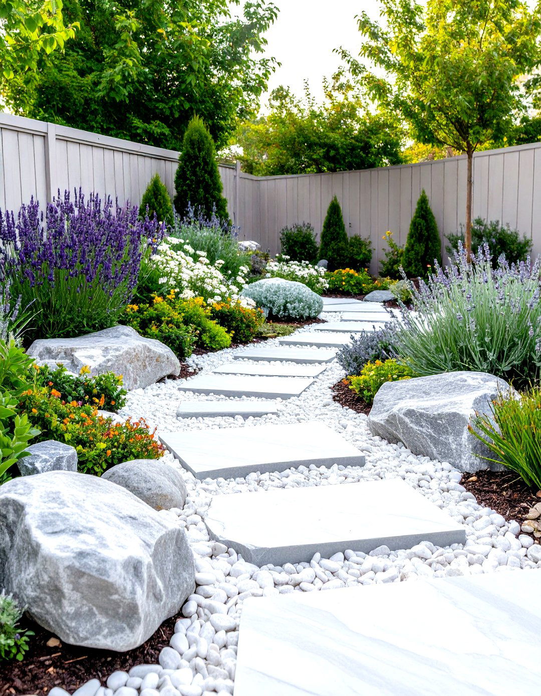 Monochromatic Rock Garden - 30 rock garden landscaping ideas