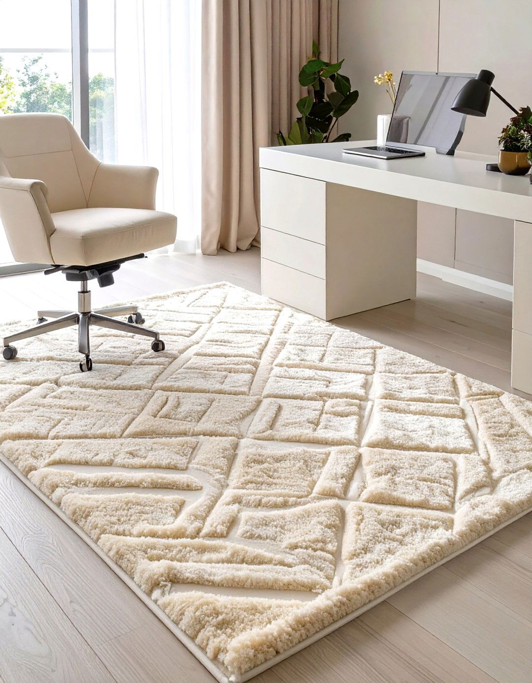 Monochromatic Textured Office Rug - 30 office rug ideas
