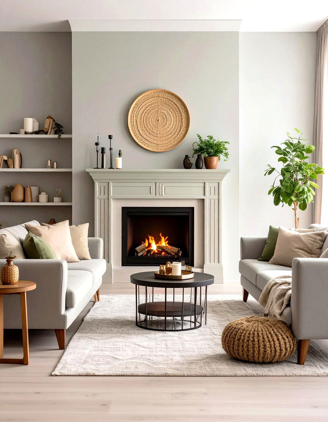 Monochromatic Textured Paint Wall - 30 fireplace accent wall ideas
