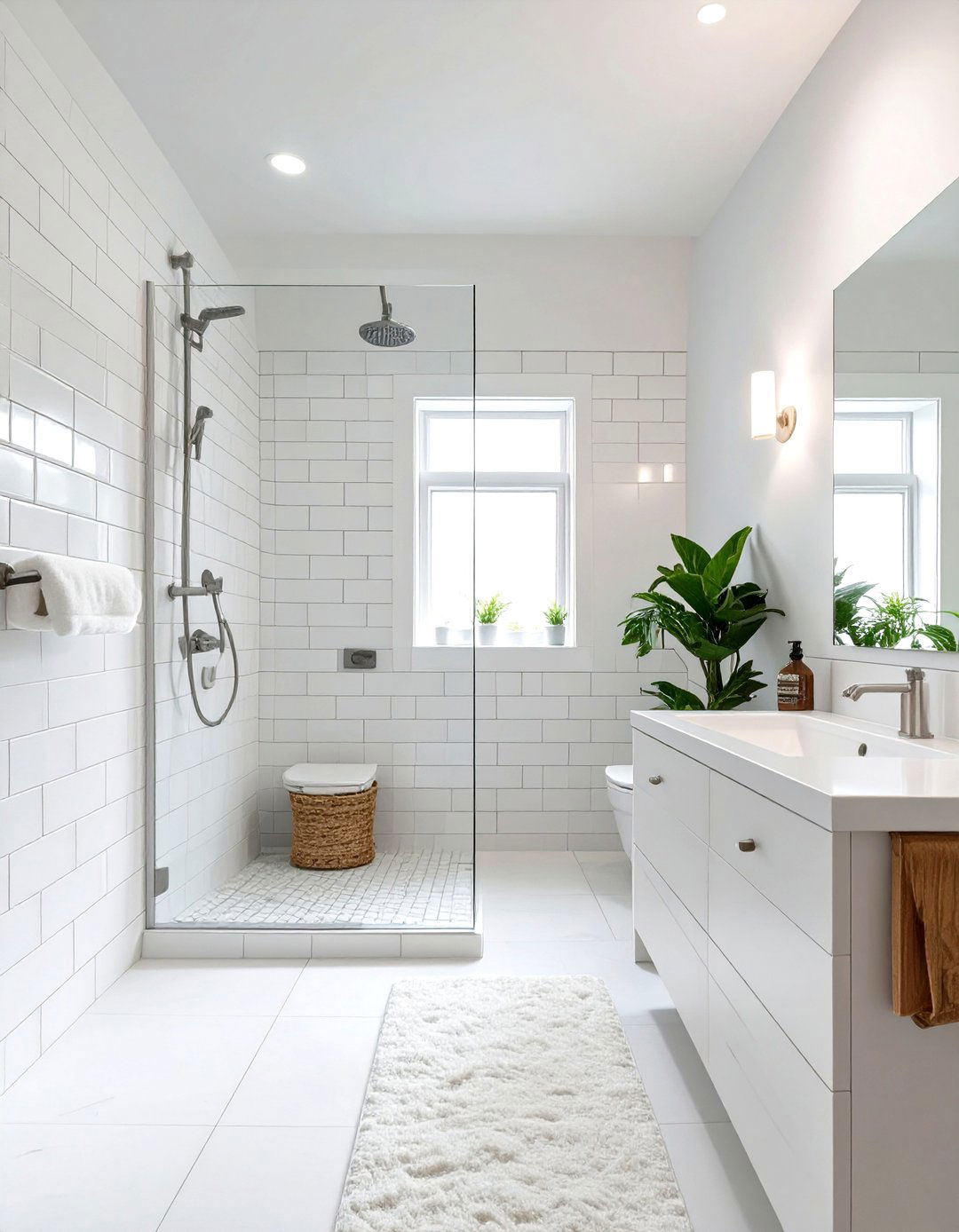 Monochromatic White Bathroom with Varying Sheens - 30 white bathroom ideas