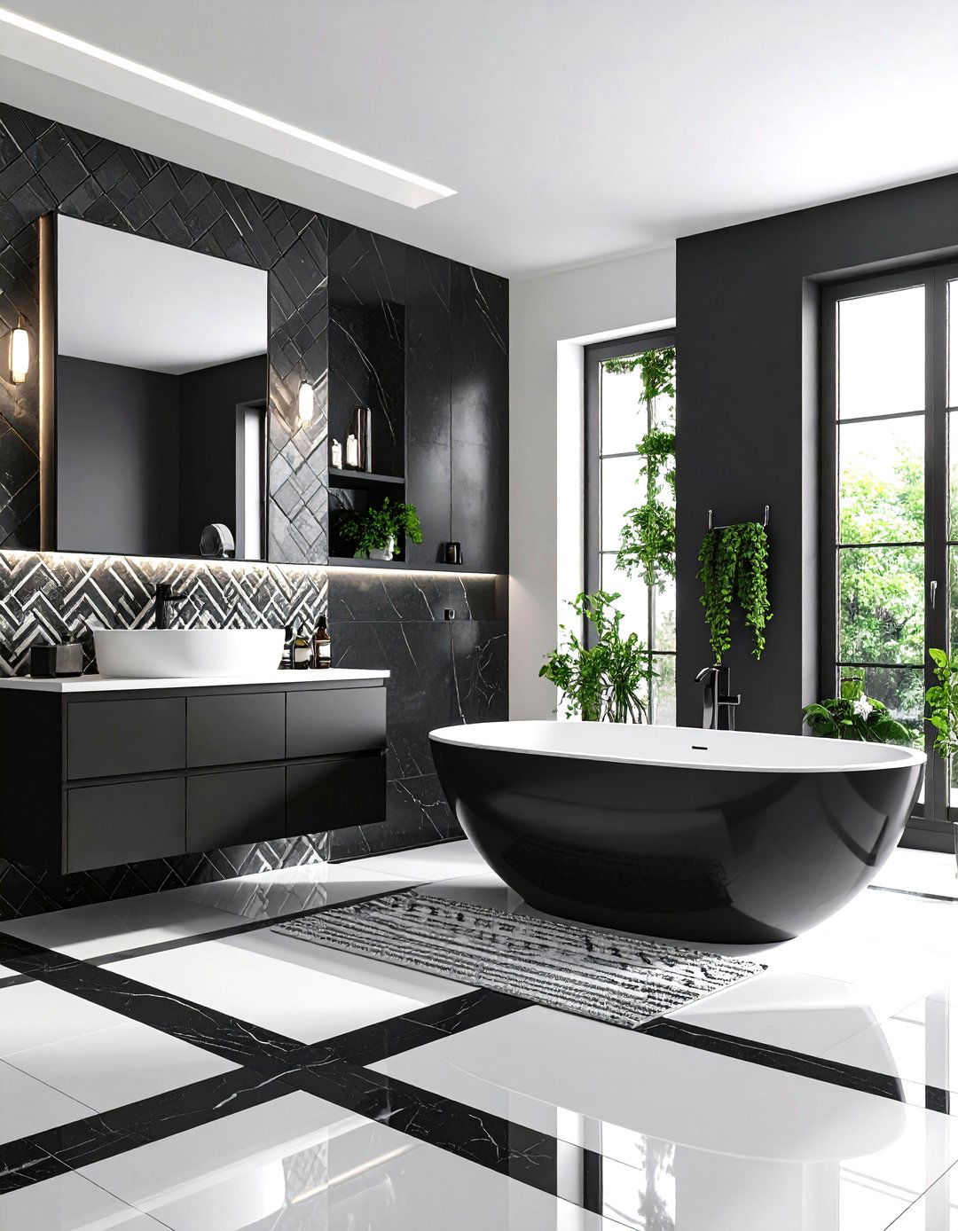 Monochrome Black and White Bathroom - 30 design a bathroom ideas