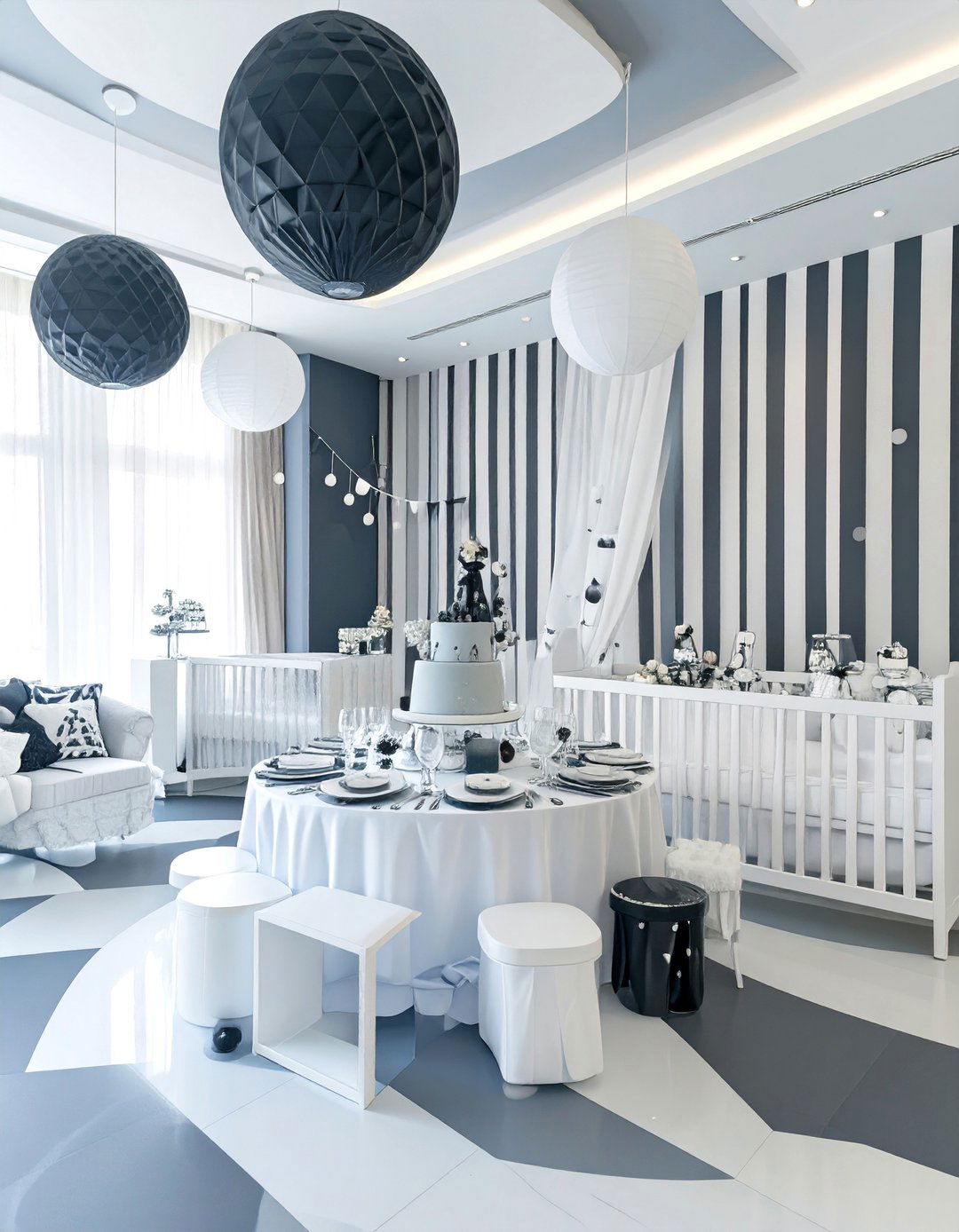 Monochrome Black and White Shower - 30 baby shower ideas for boys
