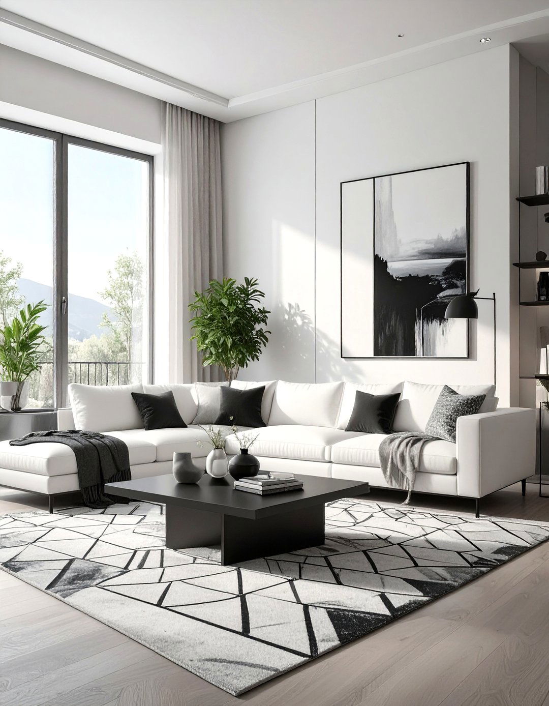 Monochrome Magic Minimalist Living Room - 30 ai minimalist living room ideas