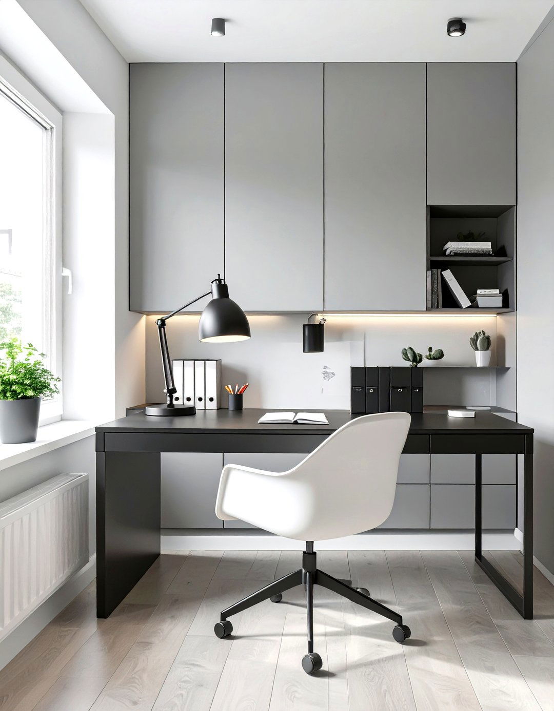 Monochrome Minimalist Home Office - 30 minimalist style interior design ideas