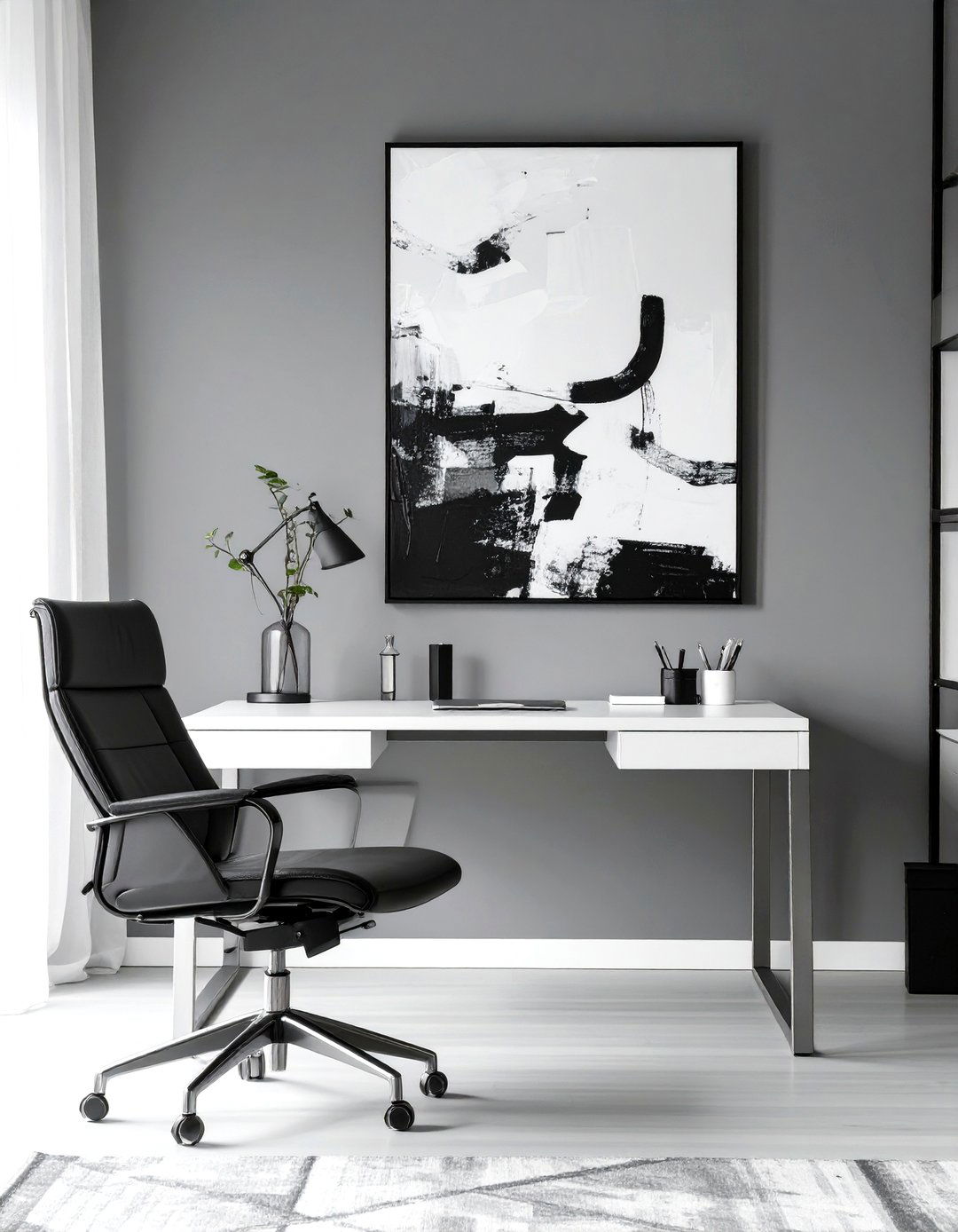 Monochrome Minimalist Home Office - 30 minimalist home design ideas
