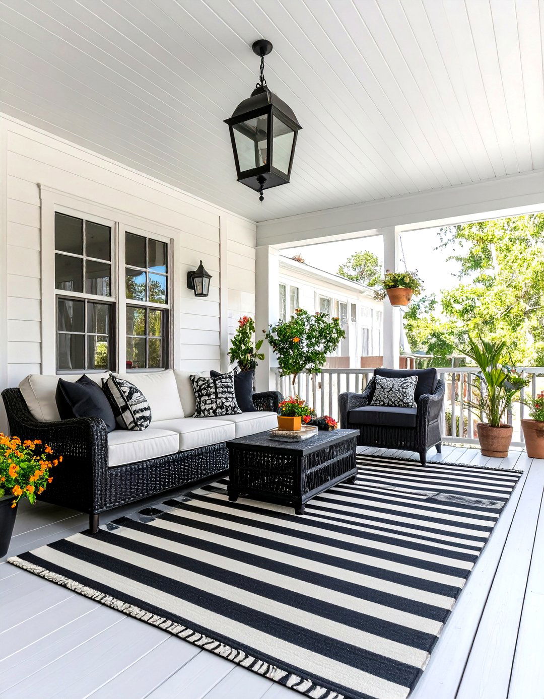 Monochrome Porch Design - 30 enclosed porch ideas on a budget