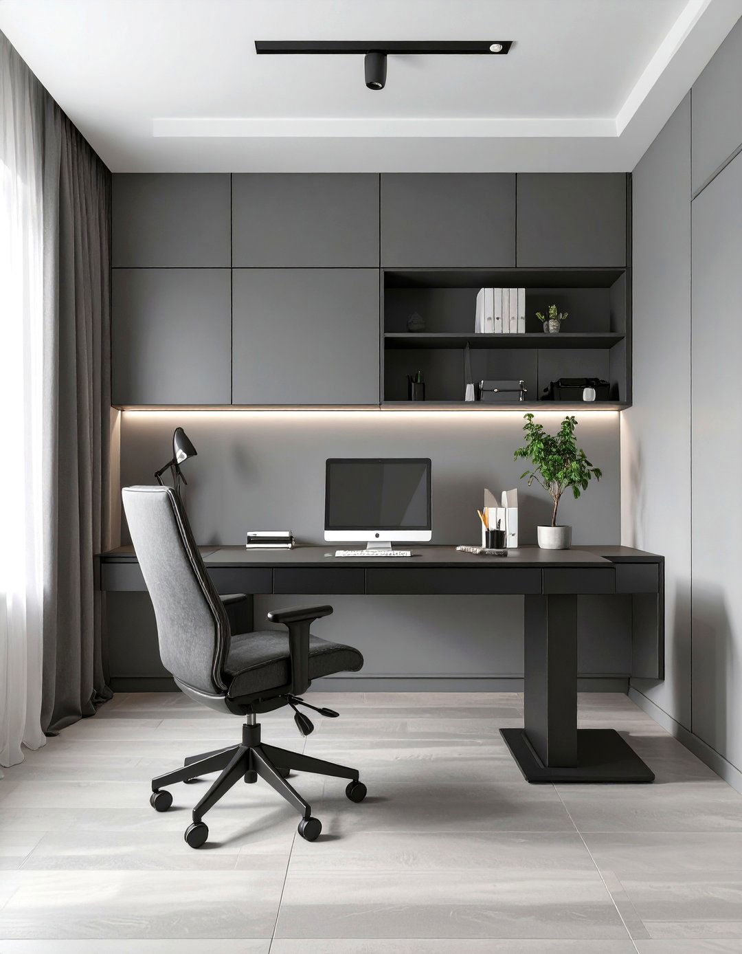 Monochrome Themed Home Office - 30 interior design for a minimalist home ideas