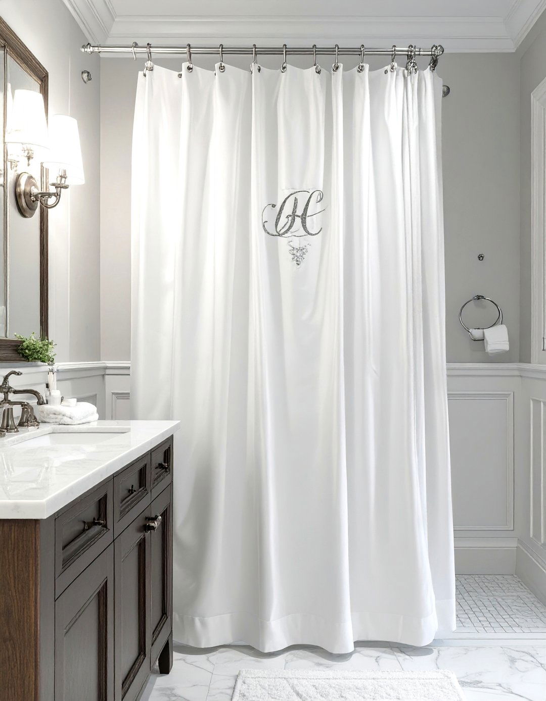 Monogrammed Bathroom Curtain - 30 bathroom curtains ideas
