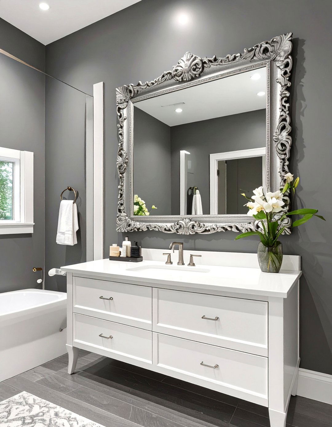 Moody Charcoal Gray Bathroom - 30 bathroom wall paint ideas