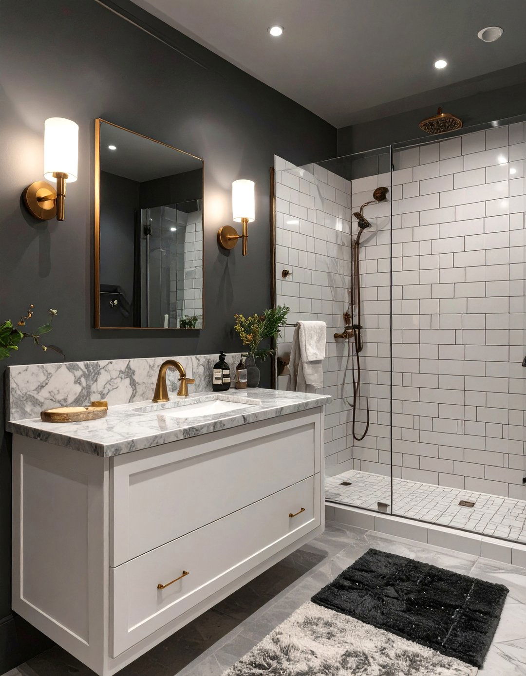 Moody Charcoal Gray Bathroom - 30 bathroom paint color ideas