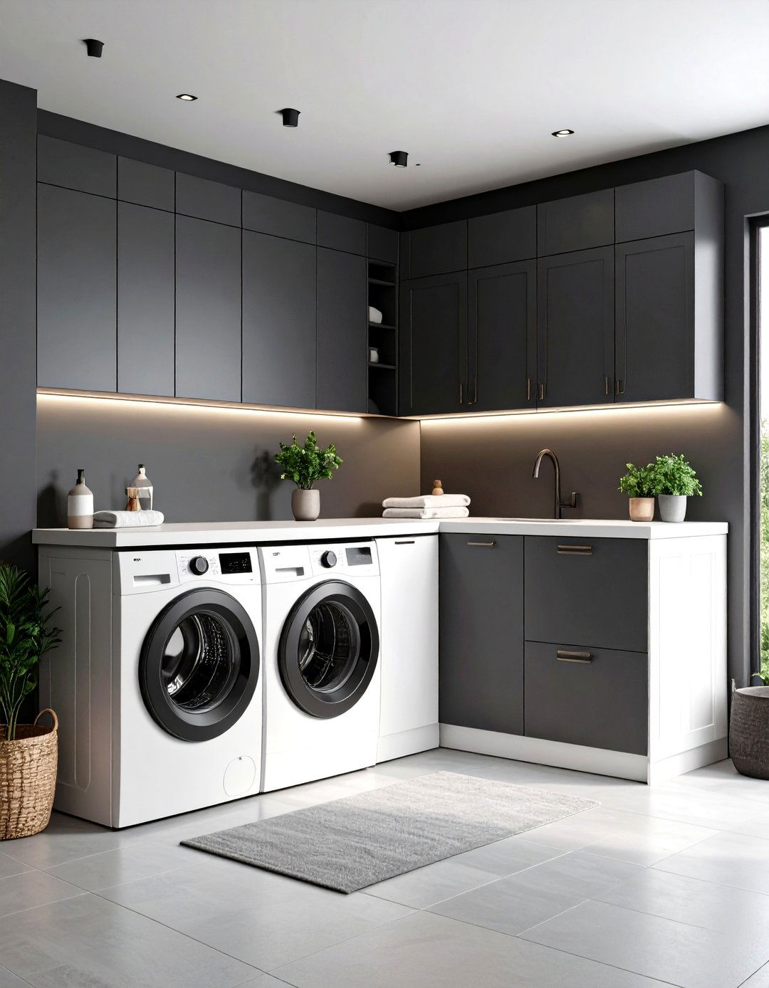 Moody Charcoal Gray Laundry Room - 30 laundry room paint ideas