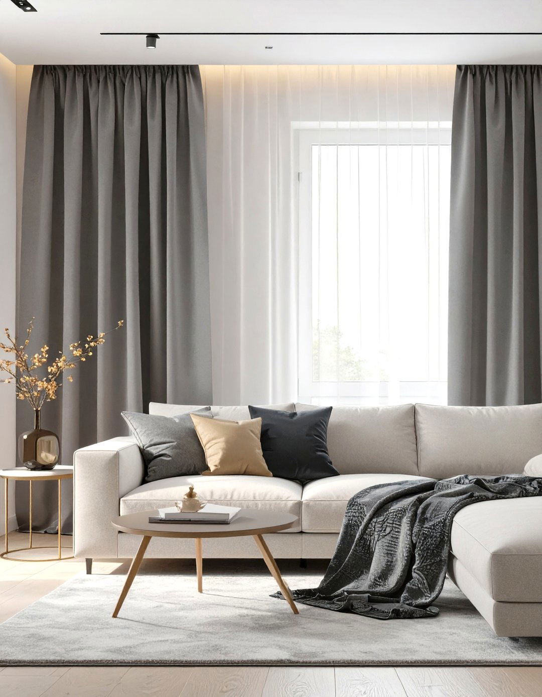 Moody Dark Hued Curtains - 30 modern curtain designs for living room