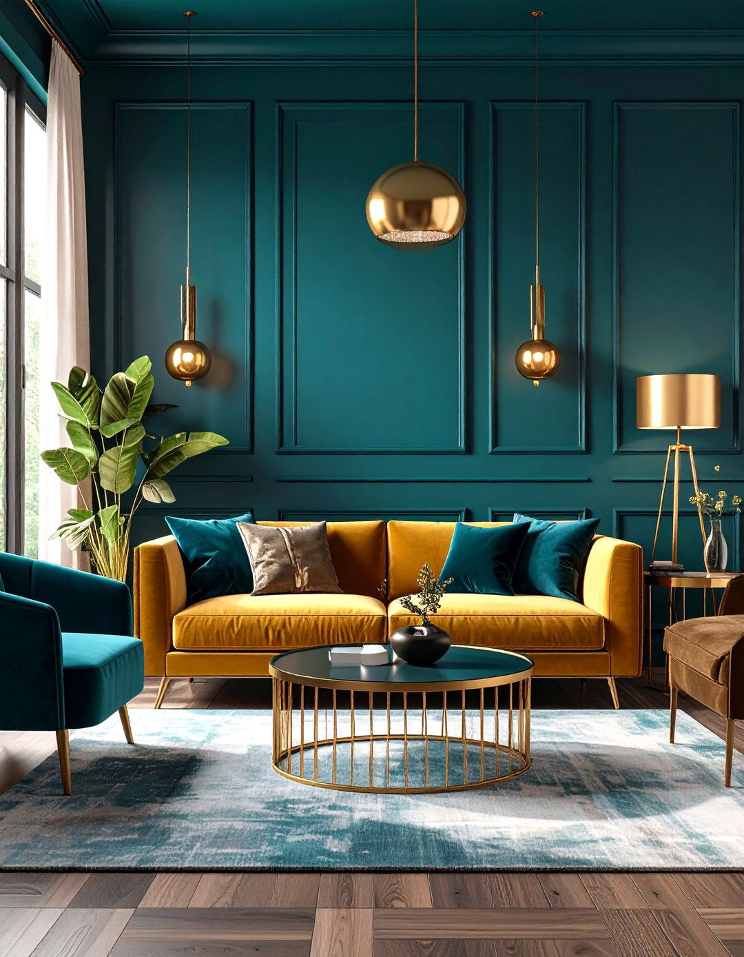 Moody Deep Teal Living Room - 30 living room painting ideas