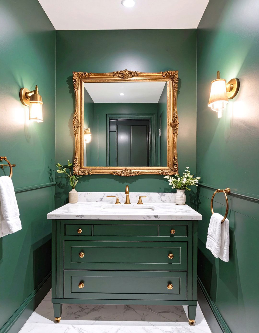 Moody Emerald Green Bathroom - 30 bathroom painting ideas